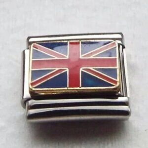 Enamel British flag 9mm stainless steel Italian charm bracelet link new